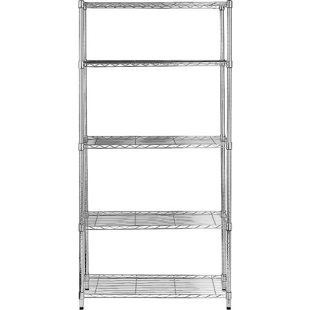 AmazonBasics 5 Tier Steel Rack Shelf Metal Rack Kitchen Rack Load Capacity 794kg Width x Depth x Height Chrome 91.4 35.5 182.8cm