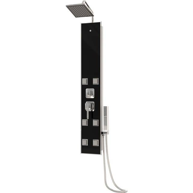 vidaXL Shower Panel Unit Glass 18x45.5x130 cm Black