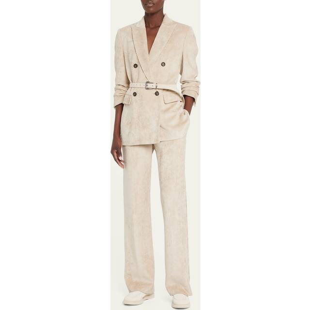 Brunello Cucinelli Double-breasted corduroy velvet blazer - beige (UK 16)