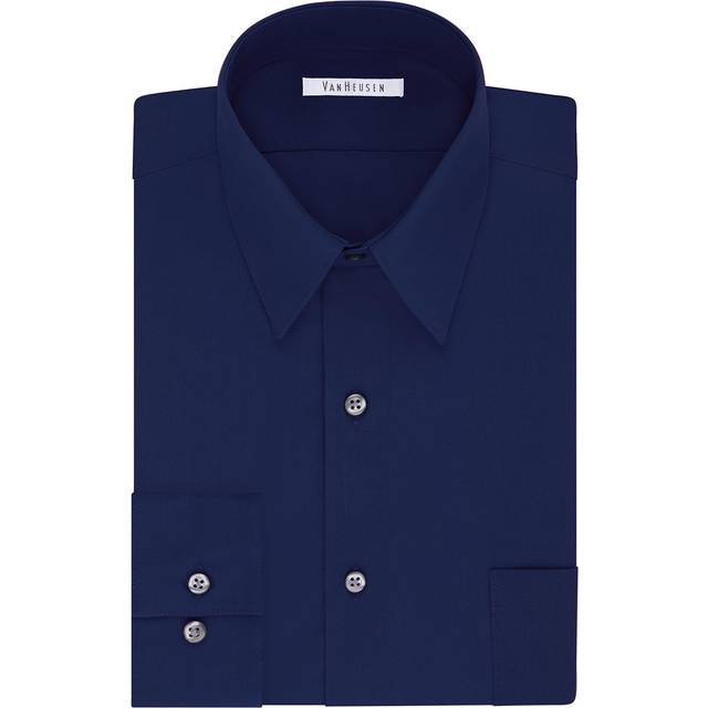 Van Heusen Mens Size Tall Fit Dress Shirts Poplin  Persian Blue  17 Ne