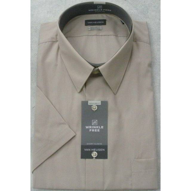 Van Heusen Men's Short Sleeve Dress Shirt Regular Fit Poplin Solid  Ca
