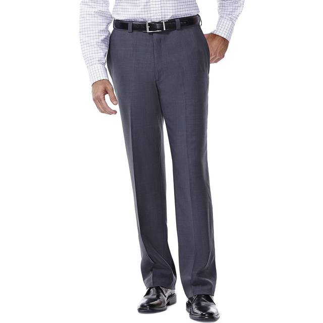 Haggar mens Eclo Stria Expandable-waist Plain-front dress pants  Med Grey  36W x 29L US