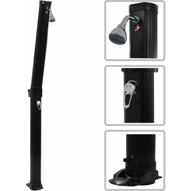 vidaXL Foldable Solar Shower Black 214 cm 23 L