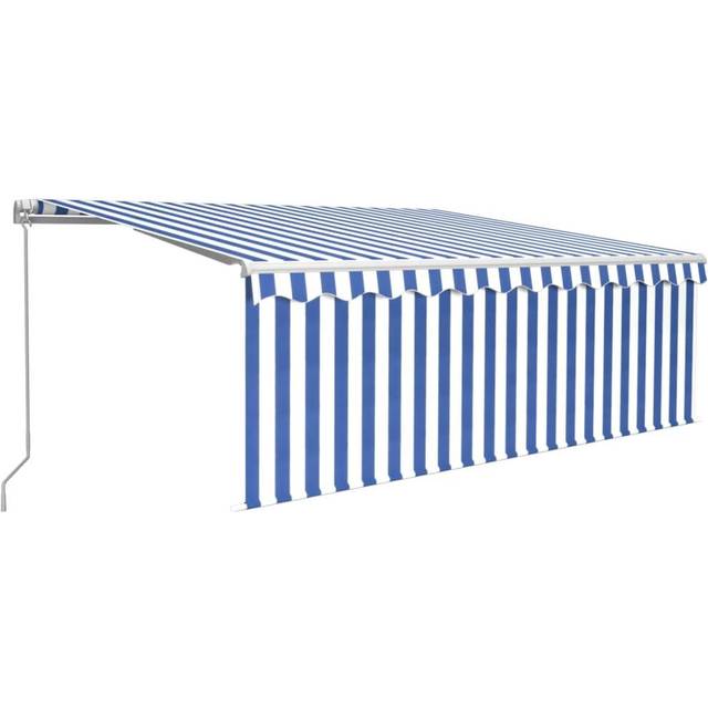 vidaXL Manual Retractable Awning with Blind 4.5x3m Blue&White