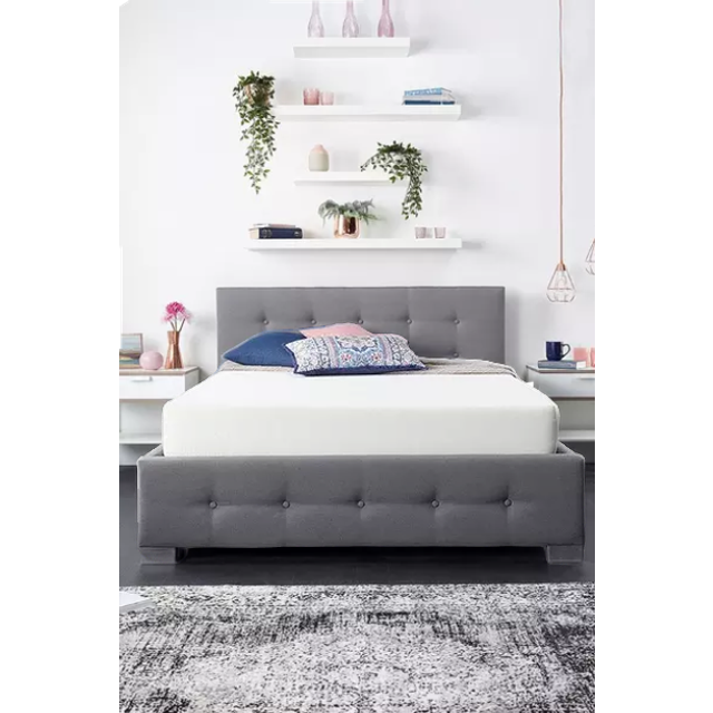 Aspire Super King Grey Linen End Lift Ottoman Storage Bed - Aspire Beds
