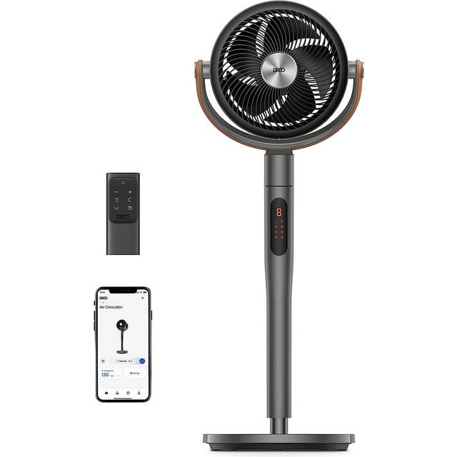 Dreo Standing Fan  120+120Omni-directional Oscillating Fan For Bedroom  80 ft Circulator With Remote  DC Motor Quiet Pedestal Fans  Adjustable Height