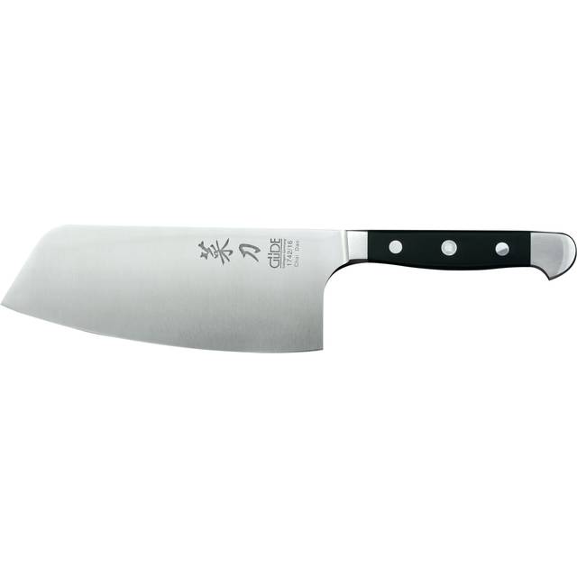 GÜDE Solingen - Chai Dao, Kinesisk Grönsakskniv smidd, 16 cm, POM svart, ALPHA - double bolster, Handgjord Tyskland