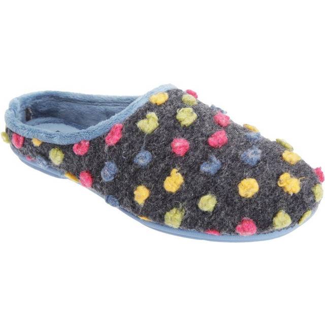 Sleepers amy ls312 spotted knit mule slippers quality blue/multi knitted texti