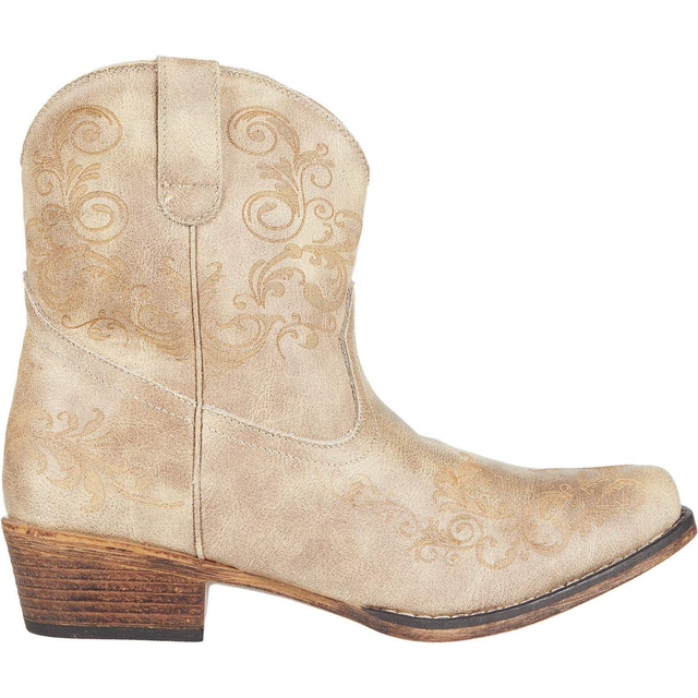 ROPER Womens Short Stuff Embroidery Snip Toe Western Boot  Tan  9 US