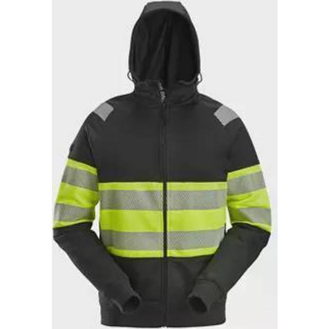 Snickers 2838 High-Vis Class 1 Full Zip Hoodie Black/High-Vis Yellow M