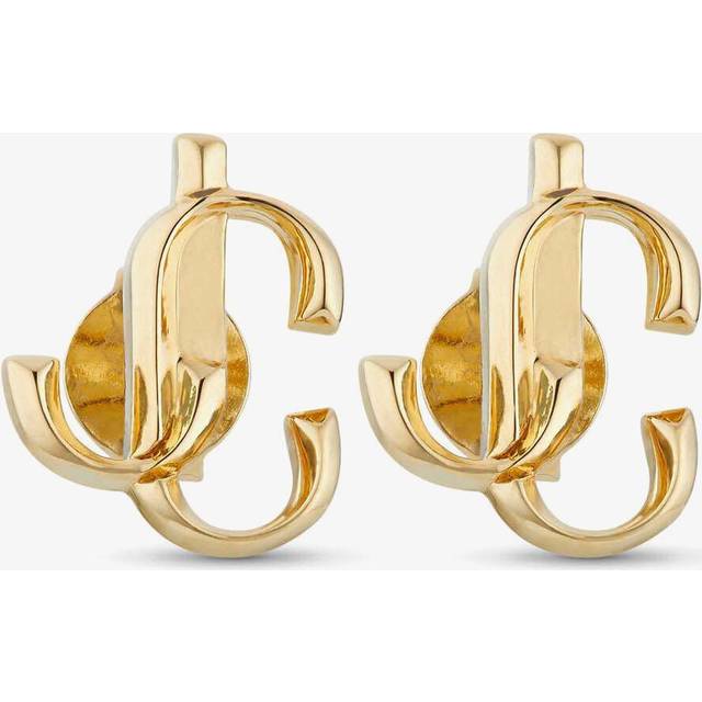 Jimmy Choo Womens Gold Jc Logo-embellished Gold-toned Brass Stud Earrings 1size - GOLD