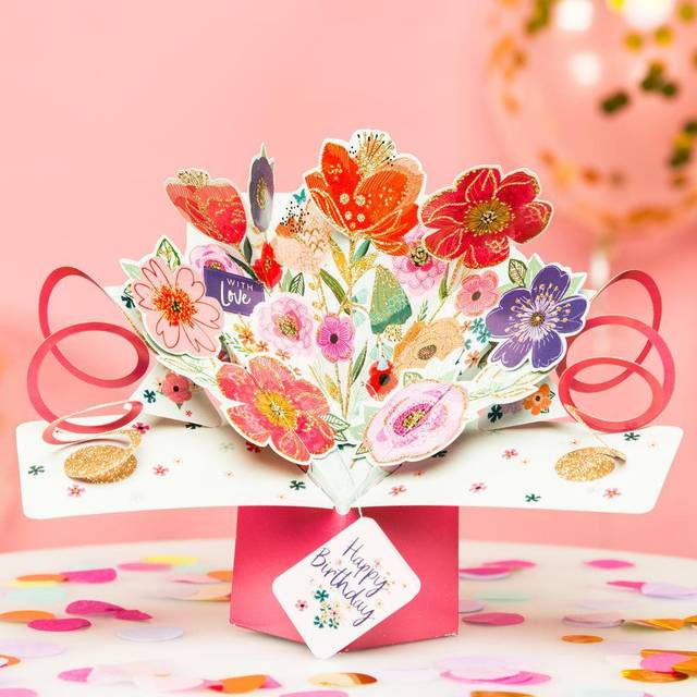 Second Nature Mixed Flowers Pop Up Birthday Card