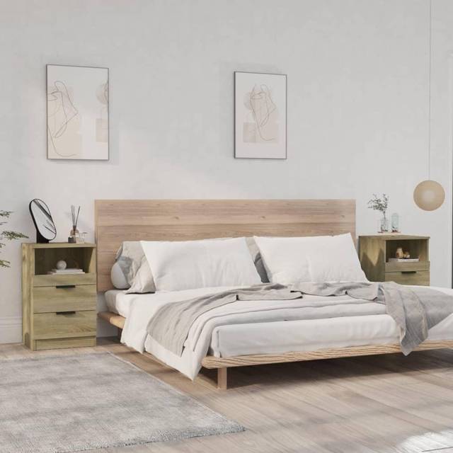 vidaXL Bedside Cabinets 2 pcs Sonoma Oak Engineered Wood - Brown