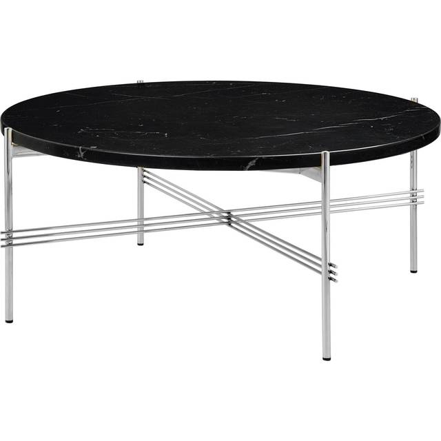 Gubi - TS Coffee Table Ø 80cm - schwarz/Marquina Marmor/H x Ø 35x80cm/Gestell Stahl poliert - black (35.0 x 80.0 x 80.0 x &#8960;80.0cm)