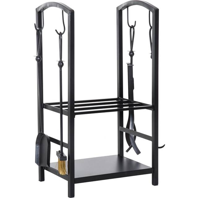 Homcom 2-Lags Brændereol Stål Sort