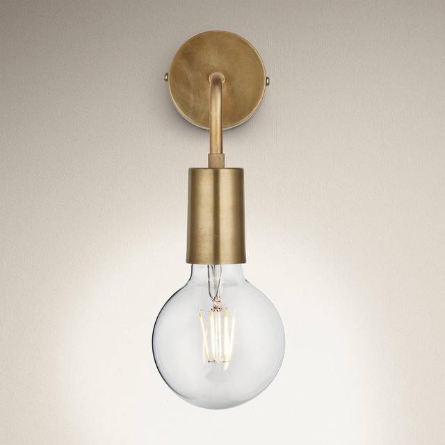 Vintage Sleek Edison Wall Light - Brass, No Bulb