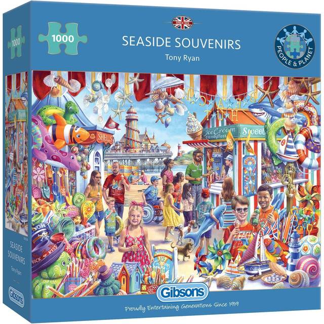 Seaside Souvenirs 1000 Piece Jigsaw Puzzle for Adults | Beach Jigsaw Puzzle | Sustainable Puzzle for Adults | Premium 100% Recycled Board | Great Gift