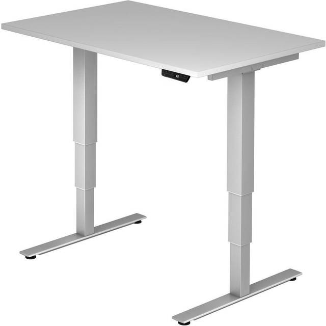 Schreibtisch Teda H635-1285xB1200xT800mm, lichtgrau ger.Form elektr.höhenv.