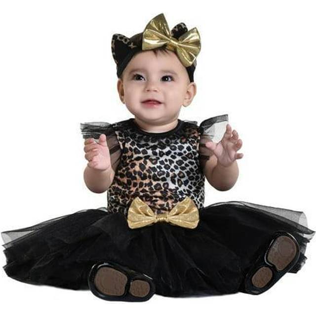 Girl's Cute Leopard Cat Infant Costume | Kid's Animal Costumes - Black&#47;Brown (0/6MO)