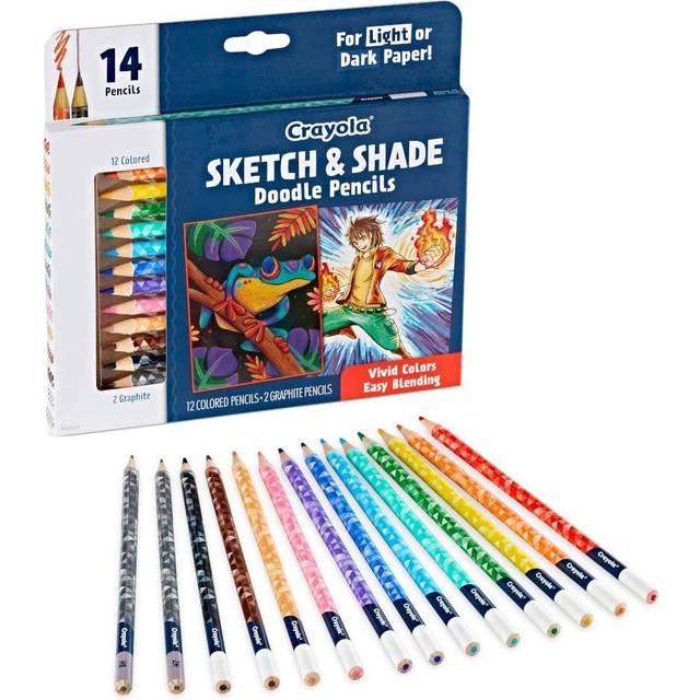 Crayola CYO682116 Sketch & Shade Doodle Pencils, Multi Color - Pack of 14