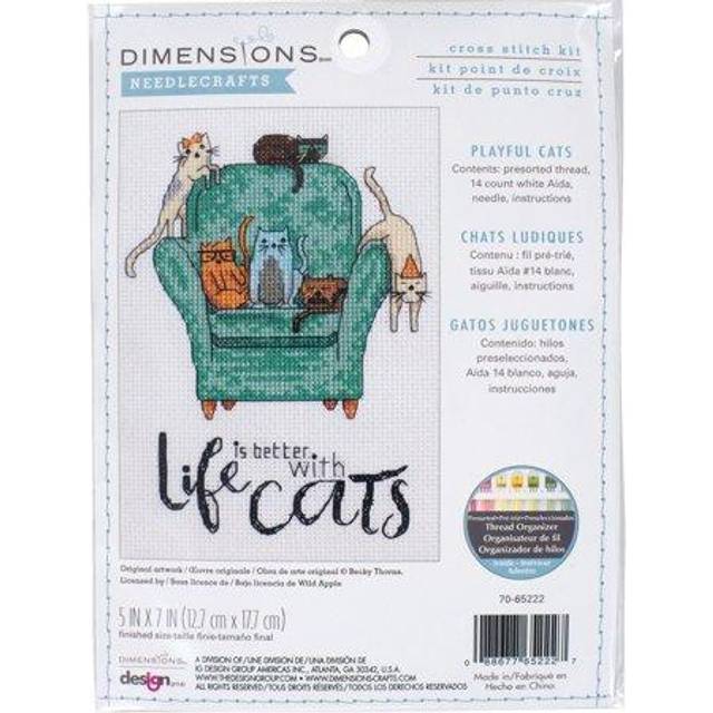 "Dimensions Counted Cross Stitch Kit 5""X7""-Playful Cats (14 Count) -70-65222"