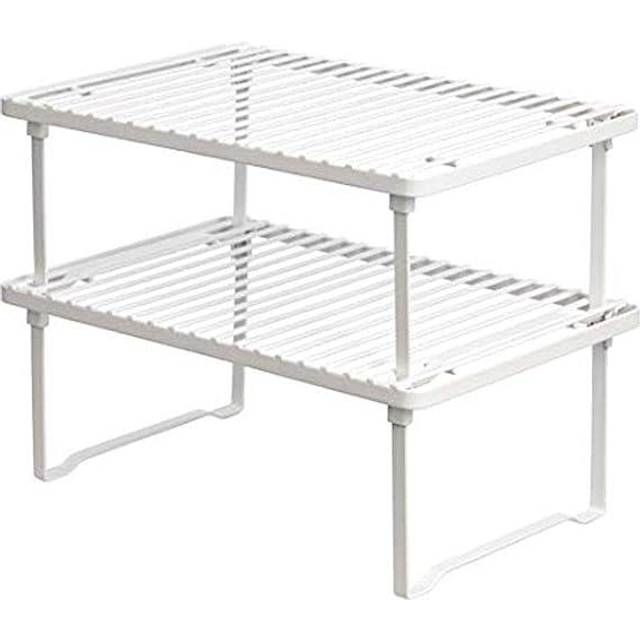 Stackable Kitchen Storage Shelves, Metal, White