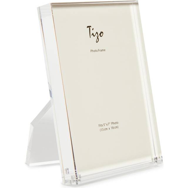 TIZO Design Vertical 5x7 Lucite Picture Frame  Durable 1 Inch Thick Clear Lucite & Magnetic Closures  Elegant & Practical Boutique Quality Photo Frame