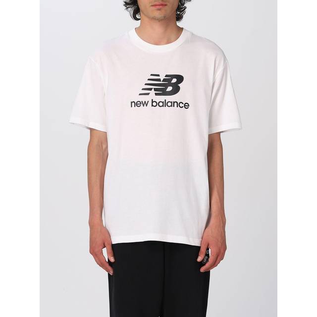 New Balance Essentials Stacked Logo SS Tee Stl. M Vit