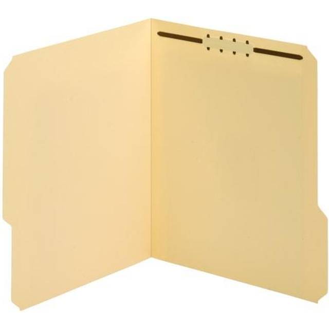 Office Depot Manila Fastener Folders  1 Fastener  1/3 Tab Cut Assorted  Letter Size  Box of 50  ODFM210