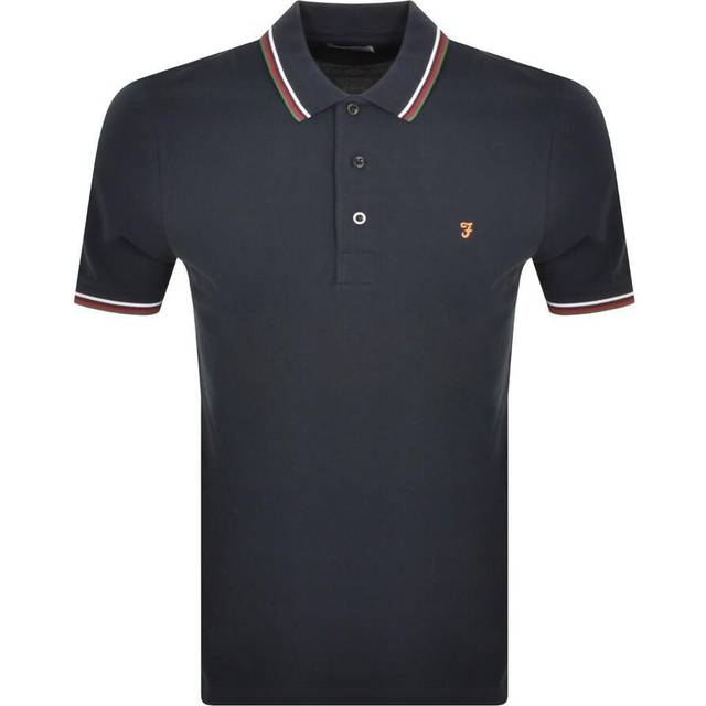 Farah Vintage Alvin Tipped Polo T Shirt Navy