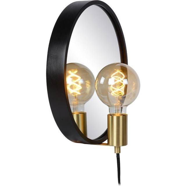 Reflex - Round Mirror Light - 1xE27 - Black - Lucide