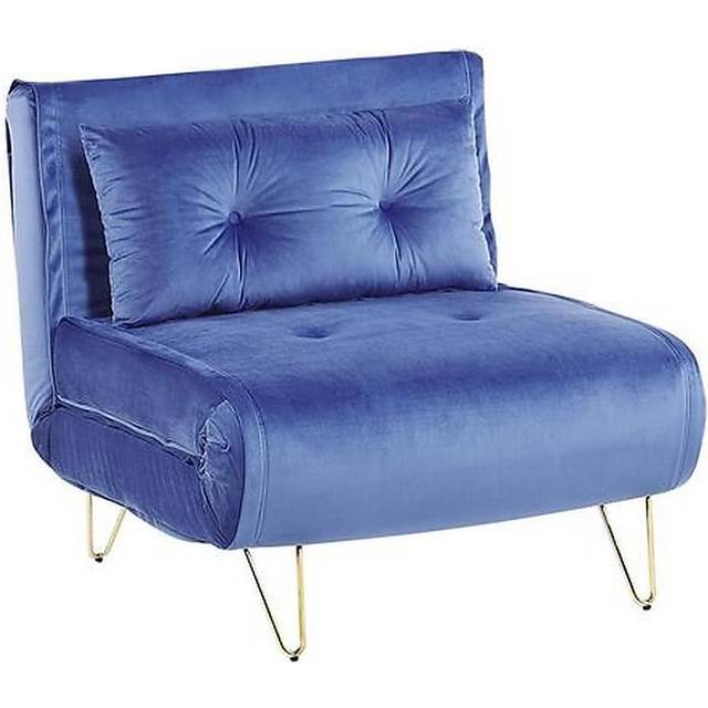 Beliani Velvet Sofa Bed Navy Blue Vestfold, Blue