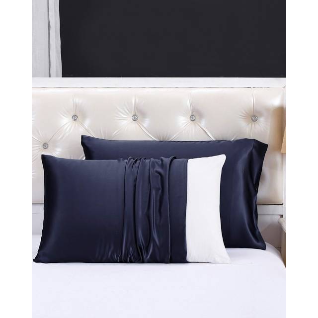 LILYSILK 25 Momme Silk Pillowcase Eco-Friendly And Non-Toxic Comfortable UK Navy Blue King (50 X 90Cm) - King (50 x 90cm)