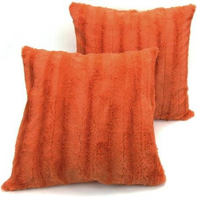 Cheer Collection Faux Fur Throw Pillows - Decorative Pillows for Couch  Bed Throw Pillows  Rust Accent Pillows for Bedroom or Living Room Ae