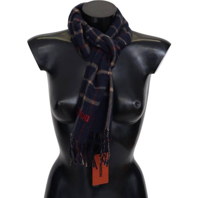 Missoni Black Checkered Unisex Neck Wrap Fringes Scarf