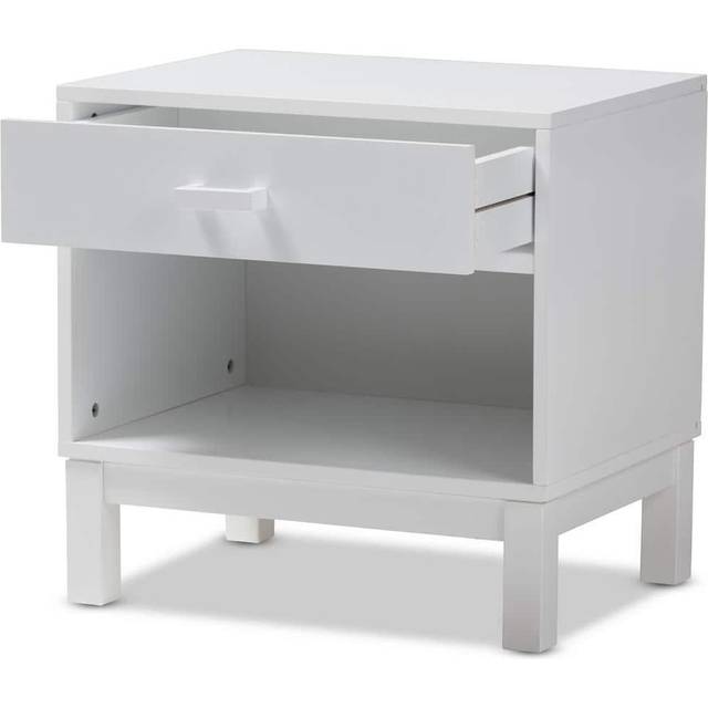 Baxton Studio Deirdre Modern and Contemporary White Wood 1-Drawer Nightstand