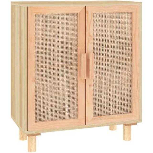 Skänk brun 60x30x70 cm massiv furu och naturlig rotting