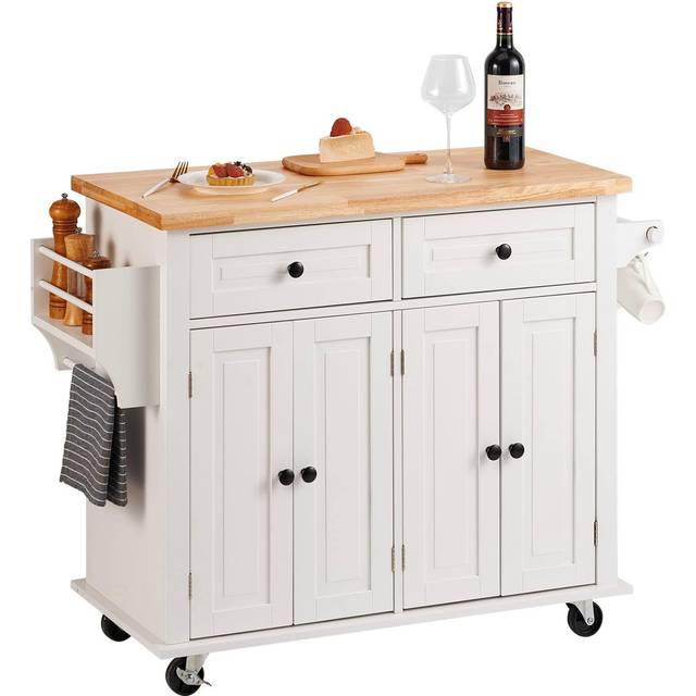 VEVOR Servierwagen K&#xFC;chenwagen 1100 x 450 x 825 mm, 136 kg Belastbar K&#xFC;cheninsel K&#xFC;chenschrank, Rollwagen K&#xFC;chentrolley mit Handtuchhalter & 2 Schubladen, Mikrowellenschrank K&#xFC;chenrollwagen Massivholz