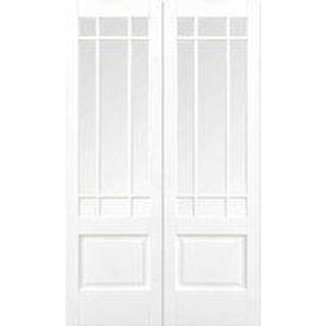 LPD Downham 1P 9L Clear Bevelled Glazed Internal Door Pairs 1981 x 1524mm Primed White