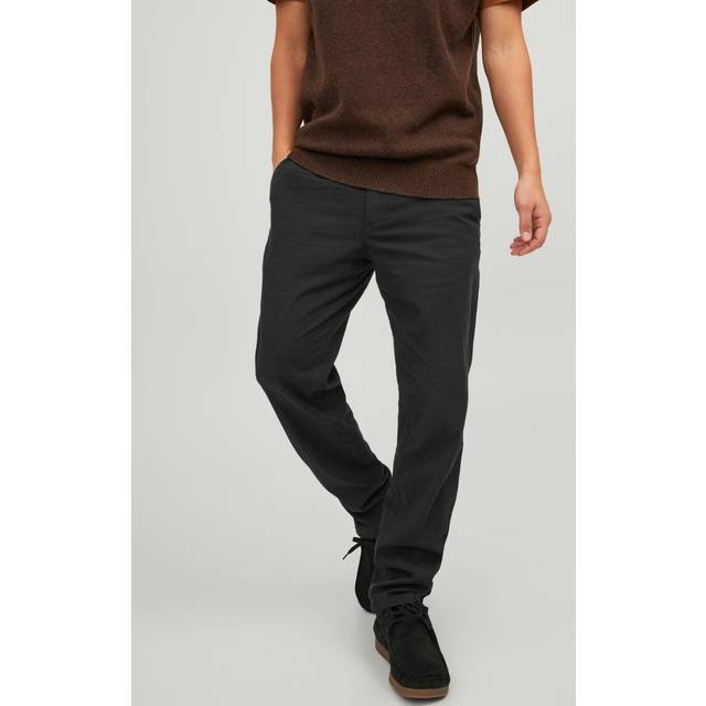 JACK & JONES Jpstollie Jjdave linnebyxor för män, svart, 36W x 36L