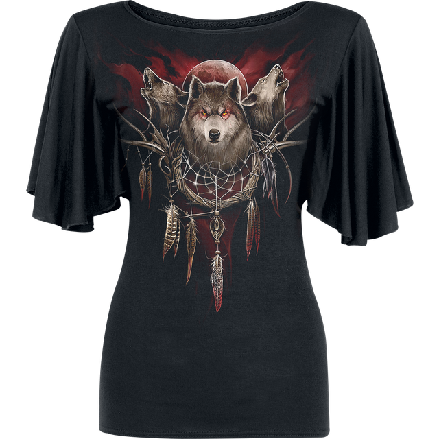 CRY OF THE WOLF - Boat Neck Bat Sleeve Top Black - XXL