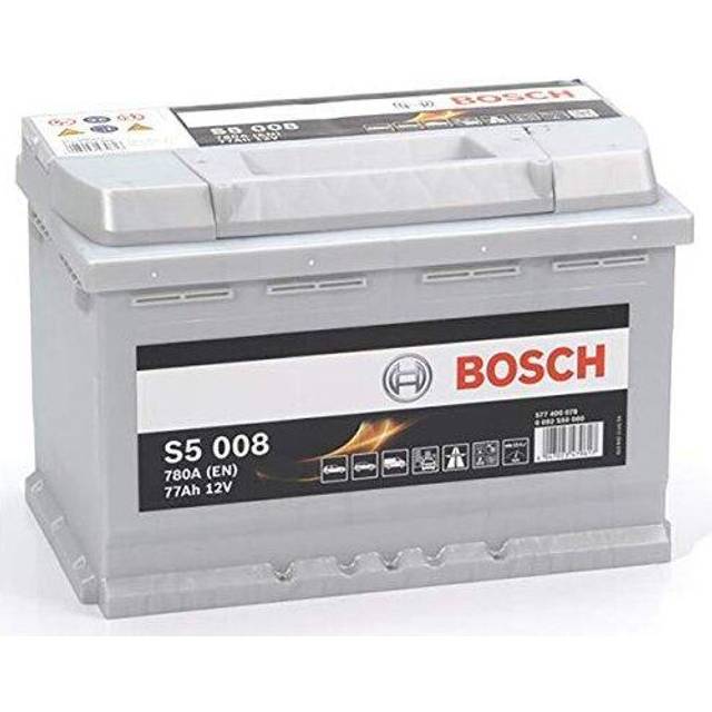 Bosch S5 008 Autobatterie 77 Ah - 780 A - 12 V, Blei-Säure-Batterie für Fahrzeuge ohne Start-Stopp-Automatik - Polarität: links - rechts +, 278 x 175 x 190 mm - für Kfz mit hohem Strombedarf