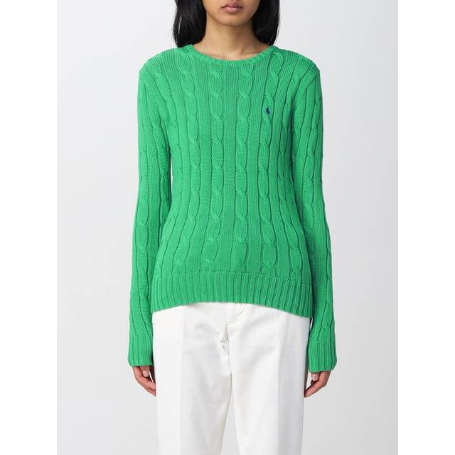 Polo Ralph Lauren, Stickade tröjor & koftor, Dam, XL, Bomull, Rundhalsstickat - green (XL)