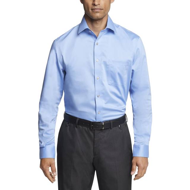 Van Heusen Men's Dress Shirt Regular Fit Ultra Wrinkle Free Flex Collar Stretch  Blue Frost  13-13.5 Neck 34-35 Sleeve