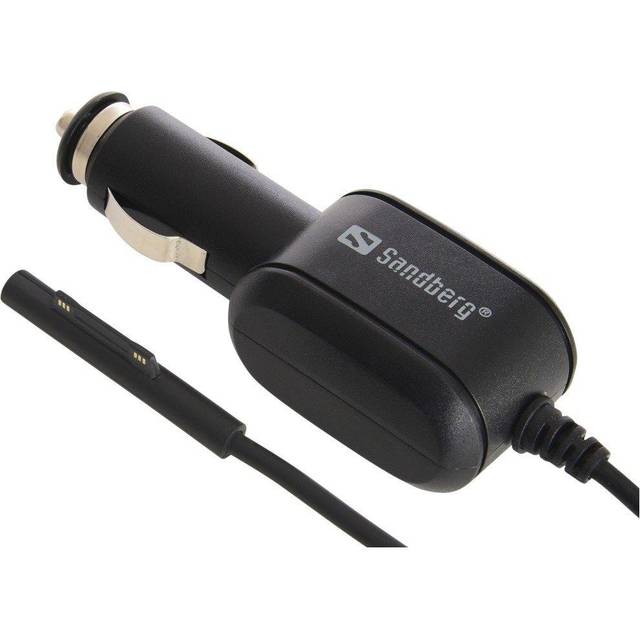 Sandberg Billaddare Surface Pro 3-7 | Microsoft Surface Laptop-laddare | Strömförsörjning för yta | Surface Pro 3/4/5/6/7/8 | Billaddare för yta | 12 V DC-ingång | 15 V DC, 3,0 A utgång | 1 m/3,2 fot