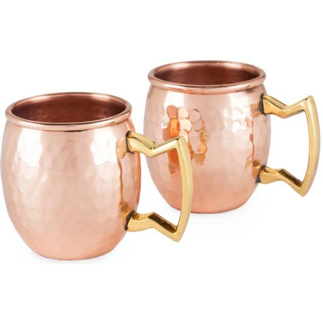 Twine Old Kentucky Home Hammered Moscow Mule Shot Glasses  Copper Bar Cart Accessories  Set of 2  2oz  Copper