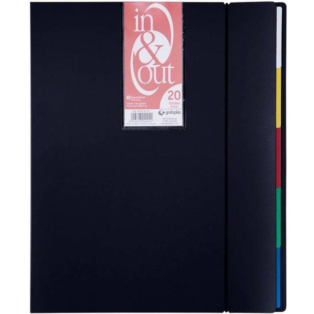 39402010 - Folder, 20 Sleeves, in & Out System, A4, Black, 4 Units