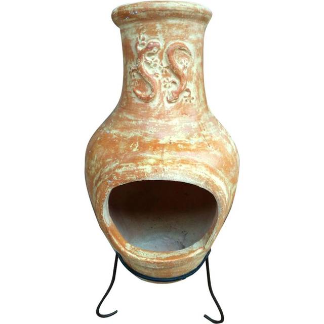 Charles Bentley Large Terracotta Clay Chiminea, Yellow