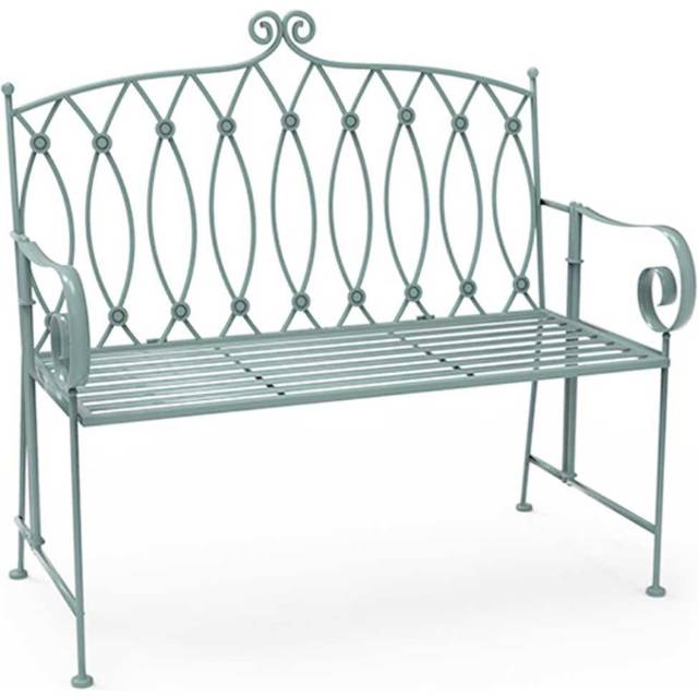 Decorative Wrought Iron Bench - Sage Green