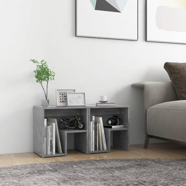 vidaXL Bed Cabinets 2 pcs Concrete Grey 40x30x40 cm Engineered Wood